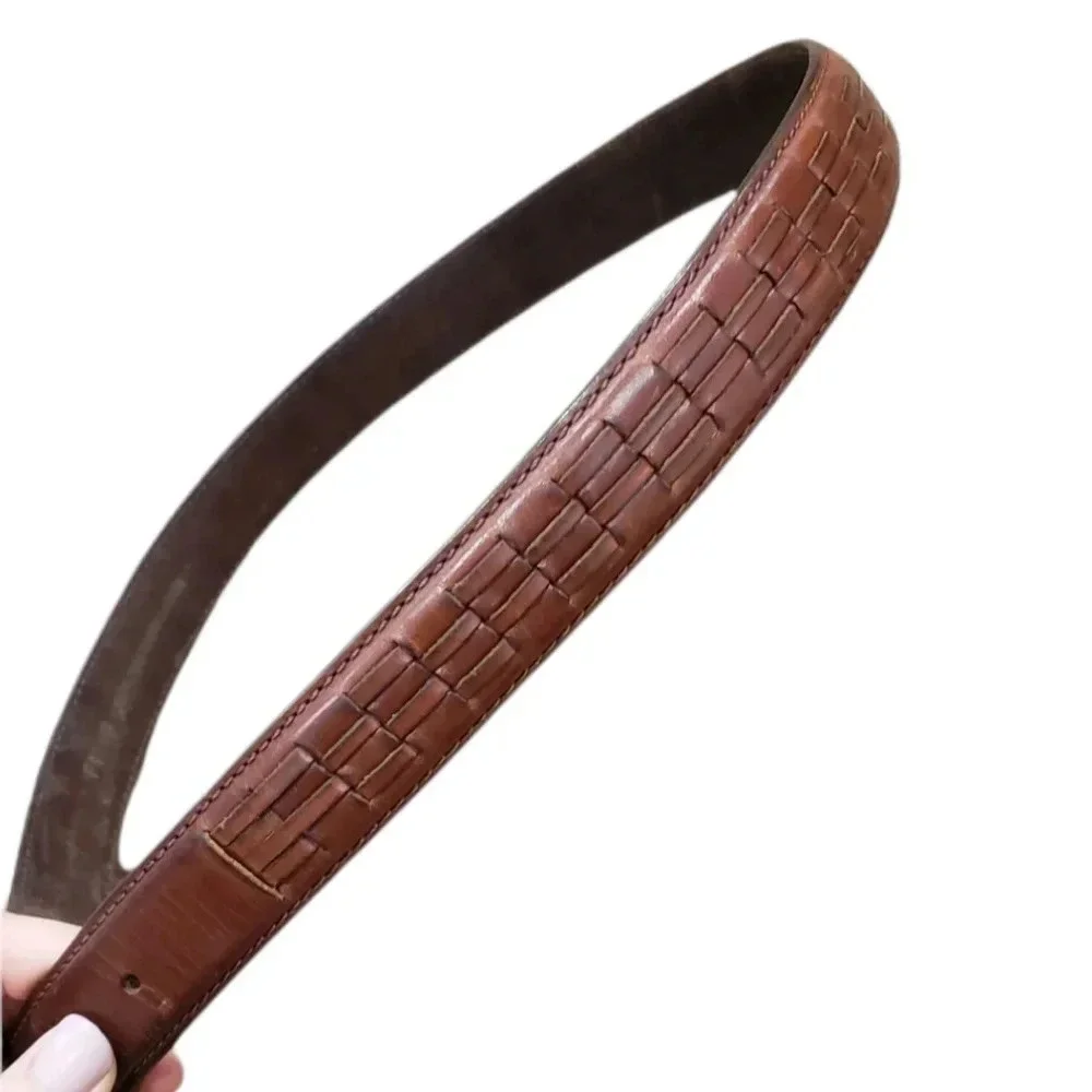 Brown Leather Braided Belt 34